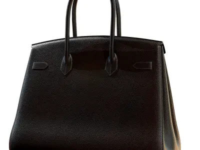 Hermes Birkin Bag Black Leather Low-poly 3D model