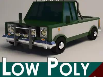 Low-Poly Cartoon Pickup Truck Low-poly 3D model