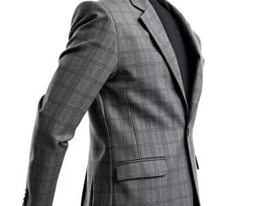 Plaid Gray Suit Jacket model pack Low-poly 3D model