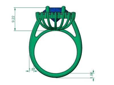 Oval halo engagement ring 3D print model