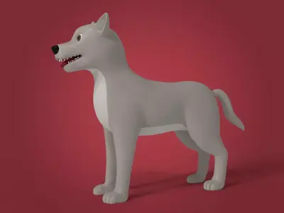 Cartoon Gray Wolf Low-poly 3D model