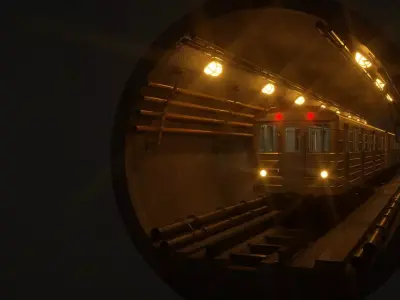 Subway car and Tunnel  3D model