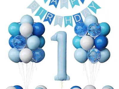  Birthday set Low-poly 3D model