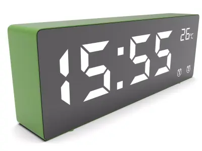 CLOCK GREEN WHITE Low-poly 3D model