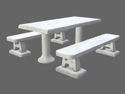 Game-ready Concrete Picnic Table - Unity - HDRP - UE4  Low-poly 3D model