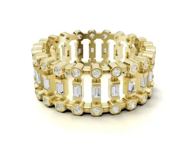  Round and Baguette Diamond Eternity Band 3D print model