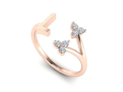 Jewelry Alphabet Ring L with Diamonds  3D print model