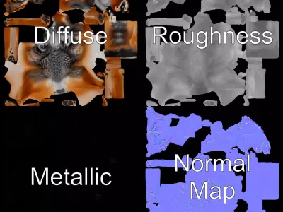 Realistic Coyote Fur model pack Low-poly 3D model