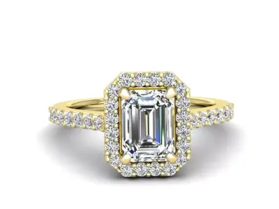 Luxury Engagement Diamond ring emerald 3D print model