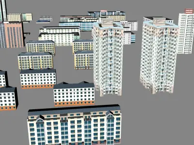 Modern urban highrise buildings building ancillary buildings 3D model buy