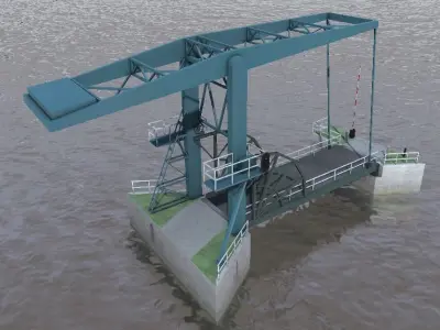 Inland Moveable Small Bridge 3d model Low-poly 3D model