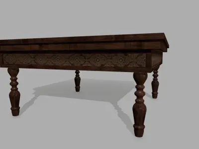 Table coffee with ornate design Low-poly 3D model
