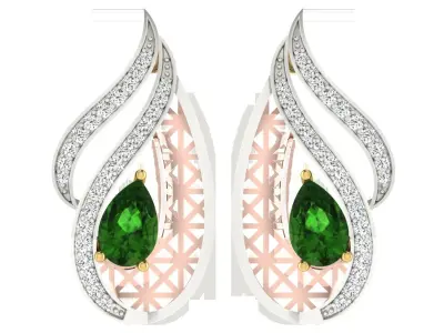 Women Flower Drop Pear Diamond Earring  3D print model