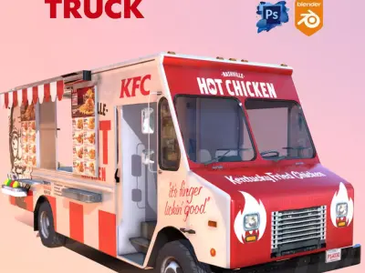Morgan Olson KFC Nashville Food Truck Low-poly 3D model