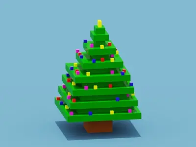 Voxel Christmas Tree Low-poly 3D model