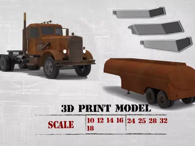 Fuel Tanker and  Truck 281 from the movie Duel 3D Model Pack