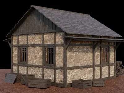 Medieval Village Asset 02 - 4K Textures Game Ready Low-poly 3D model