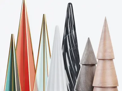 Miniature Tree Ornaments Decoration Set 3D model