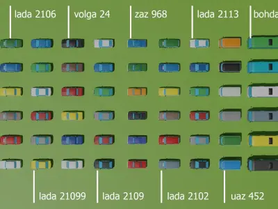 full Ukraine cars Low-poly 3D model