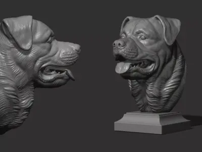 Rottweiler gloomy bust 3D print model
