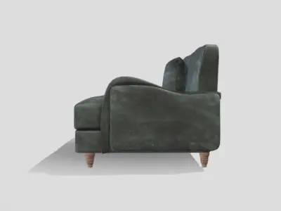 Classic style sofa fully upholstered in a petrolium grey  3D model