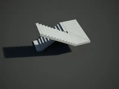 Stairs staircase Low-poly 3D model