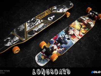 Longboard - Anime Theme Low-poly 3D model