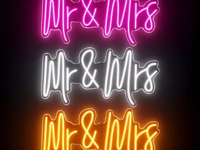 Mr and Mrs Neon Sign 3D model