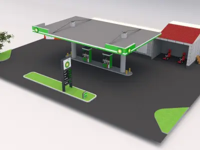 BP Gas Station 3D model