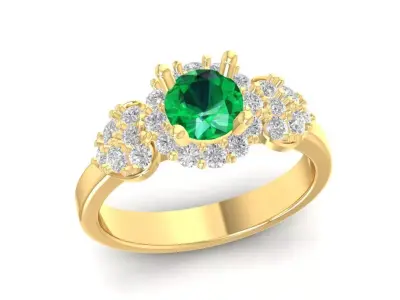 Luxury Emerald and Diamond Engagement Ring for Women  931 3D print model