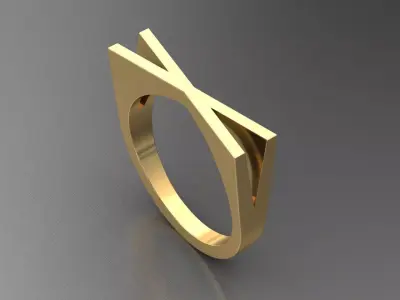 alphabet ring letter X 3D print model
