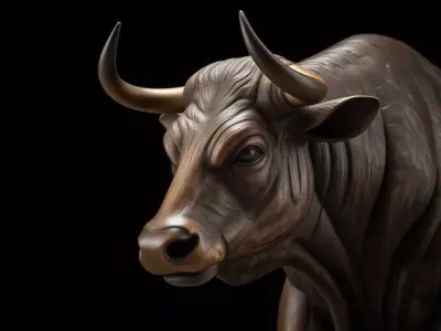 Luxury Bronze Bull Sculpture 3D Model Dynamic Pose Textured Skin Low-poly 3D model
