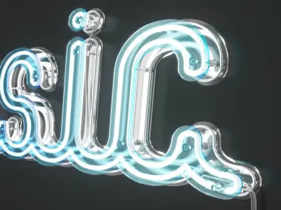 Detailed  Words Neon Banners set 01 3D model