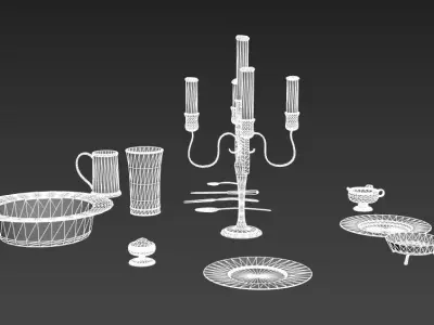 17th Century Pewter Tableware Low-poly 3D model