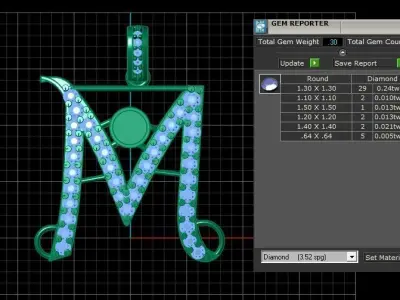 LUXURY ALPHABET M PENDAANT 3D PRINTABLE MODEL 3D print model