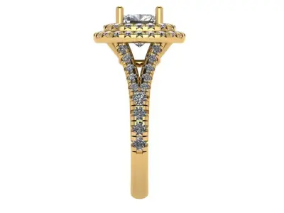 Oval shaped Ring with double halo and half split band 3D print model