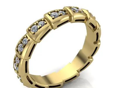 Snake Engagement Wedding Ring With Diamonds 3D Model Pack