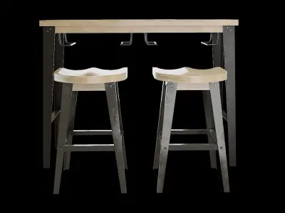 Dining Table Set-05 Low-poly 3D model