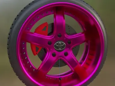 VeilSide TOYOTA Pink Metal Wheels  Low-poly 3D model