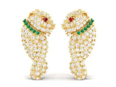 Asian Dragon Luxury Pave Stone Earrings  2021 3D print model