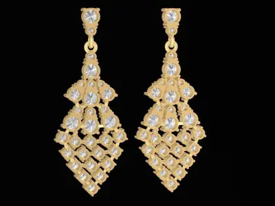 Luxury Long Diamond Chandelier Earrings for Women  928 3D print model