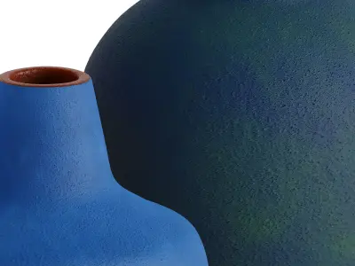Set of 5 handmade terracotta vase 3D model