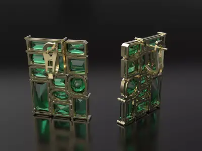 Earrings with baguettes  3D print model