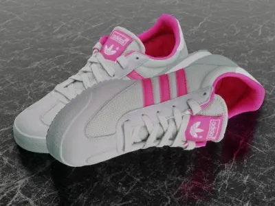 ADIDAS 3D SHOES - WHITE - PINK - DRAGON Low-poly 3D model
