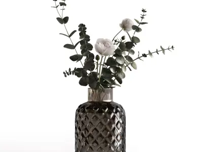 Photorealistic model of bouquets of eucalypt in vase 3D model