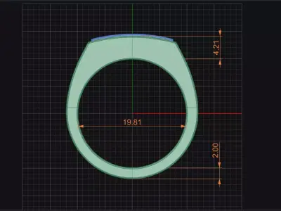 Signet Ring Model Opal Inlay and Channel Set Diamonds 3D print model