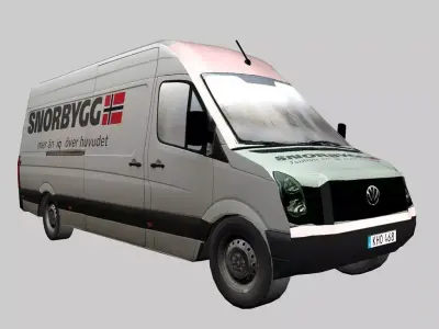 A Volkswagen pickup truck for transportation of goods Low-poly 3D model