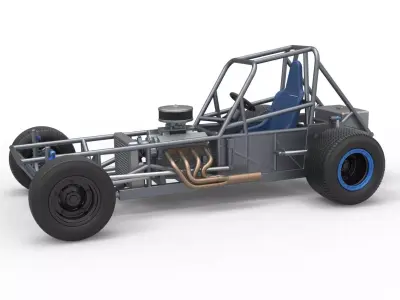 Vintage Dirt Modified stock car Base Version 5 Scale 1 to 25 3D print model