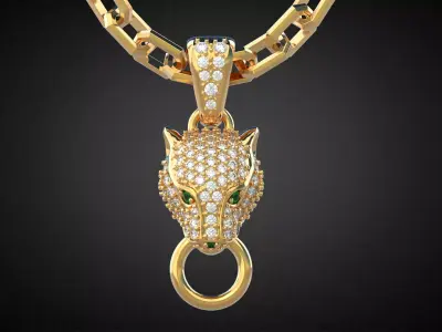 Panther gemstone pendant P13 3D print model