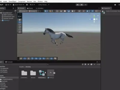 Animated white Horse  Low-poly 3D model